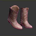 Pink Leather Boots With Wrinkled Design Red Sole And Soft Lining 3d model
