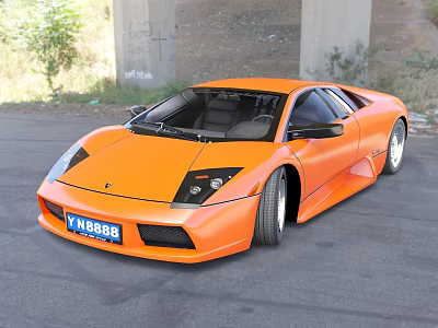 Orange Sports Car With Sleek Aerodynamic Design And Black Accents 3d model