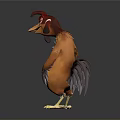 Cartoon Chicken Character With Red Hat Orange Body Black Wings And Yellow Feet