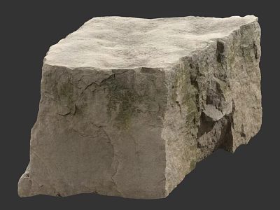 Authentic Natural Stone Block Featuring Rough Surface Texture And Organic Mossy Details 3d model