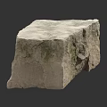 Authentic Natural Stone Block Featuring Rough Surface Texture And Organic Mossy Details