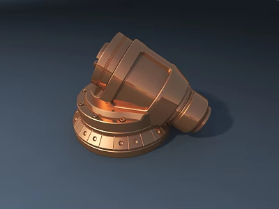 Detailed Industrial Copper Mechanical Component With Circular Base And Bolted Structure 3d model