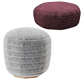 Stylish Round Poufs With Textured Upholstery In Two Colors 3d model