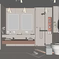 Modern Bathroom Interior Design With Double Vanity Mirrors Shower Enclosure And Toilet