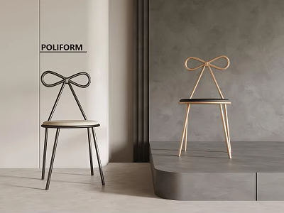 Poliform Modern Leisure Chairs With Bow Shaped Backrest Black Gold Metal Frames 3d model