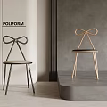Poliform Modern Leisure Chairs With Bow Shaped Backrest Black Gold Metal Frames