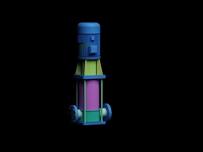 Industrial Equipment Featuring Vertical Structure Blue Top Green Middle And Pink Body 3d model
