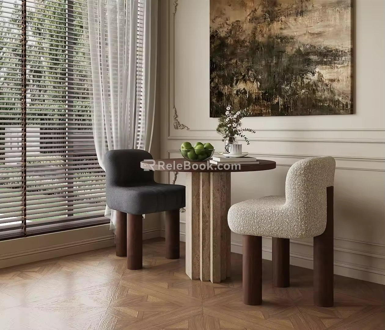 Middle Ancient Vintage Casual Tables and Chairs 3d model