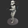 Star Wars Stormtrooper Game Movie Character With White Armor Backpack Blaster Rifle And Base Stand
