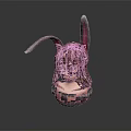 3D Female Character Head Sculpture With Bunny Ears Pink Hair And Glasses
