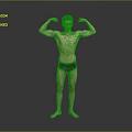 Shirtless Fit Man Flexing Muscles In Black Underwear Standing On Gray Background