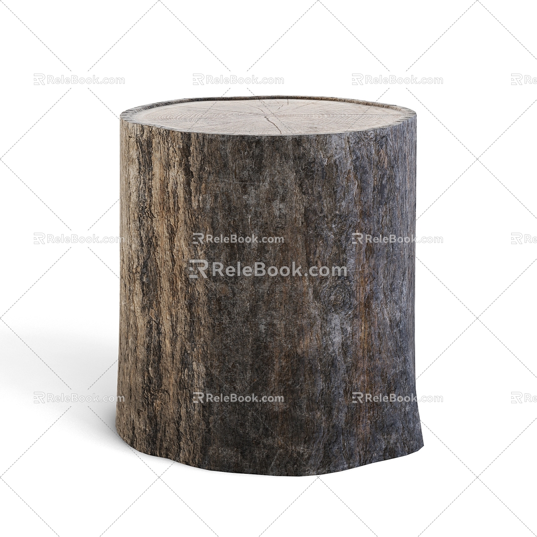 tree stump tree trunk wood stump stool chair coffee table 3d model