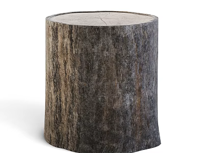Natural Wood Stump Furniture Piece With Stone Like Solid Texture And Rustic Grain 3d model