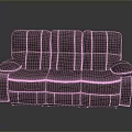 Modern Purple Three Seater Sofa Upholstered With Striped Stitching And Comfortable Armrests