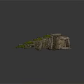 Wood and Stone Semicircular Structure Covered with Green Plants and Ancient Style