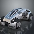 Futuristic Silver Concept Car With Streamlined Design Large Wheels And Mechanical Details