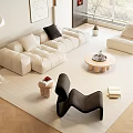 Modern Sofa Coffee Table Combination Cream Sofa Combination 3d model
