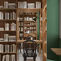 Book Art Interior With Calligraphy Ceiling Green Walls Bookshelves Arched Door Wooden Black Furniture Blind Windows