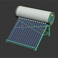 Blue Tubular Solar Water Heater With Silver Storage Tank And Stand