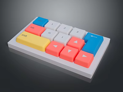 Colorful Custom Mechanical Keyboard with Yellow Enter Orange Tab Blue Shift and Pink Arrow Keys 3d model