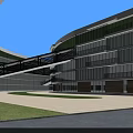 Modern Industrial Factory Building Exterior Design With Large Windows Green Landscaping And Regular Structure