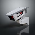White Security Camera With Red LED Indicators Mounted On Bracket For Surveillance 3d model