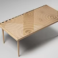 Sleek Modern Dining Table With Wooden Frame And Wave Pattern Textured Tabletop 3d model