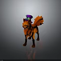 Character Fox With Orange Fur Wearing Purple Green Hat Standing Pose
