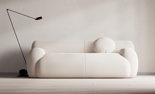 modern double sofa cream double sofa 3d model