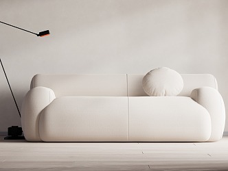 modern double sofa cream double sofa 3d model