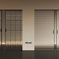 Elegant Minotti Sliding Doors With Textured Glass And Louvered Panels In Modern Room