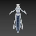 Fantasy Woman with White Hair Elf Ears Blue Purple Robe and Gemstone Belt