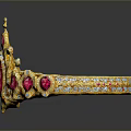High Quality Gold Plated Hardware Tool Adorned With Red Gemstones And Diamonds