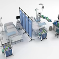 Medical Furniture in Clinical Setting With Hospital Bed Cabinets And Mobile Tables