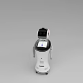 Modern White Robot With Black Head Display Screen And Arm