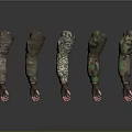 Five Different Camouflage Pattern Tongue Models With Pink Tips On Dark Background