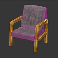 Single Sofa With Gray Fabric And Orange Wooden Arms And Legs Design