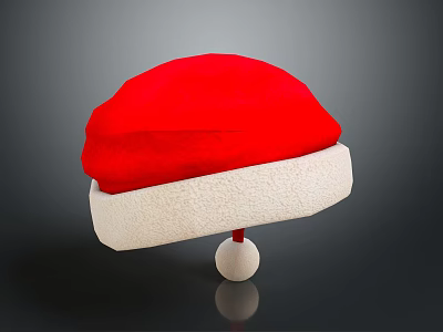Red Christmas Hat With White Trim And Pom Pom Decoration For Holiday Use 3d model