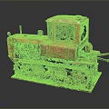 Old Orange Tracked Tractor Model With Rusty Parts On Display Base 3d model