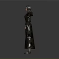 3D Model Of Game Movie Character Wearing Brown Robe With Gray Hair And Yellow Trim
