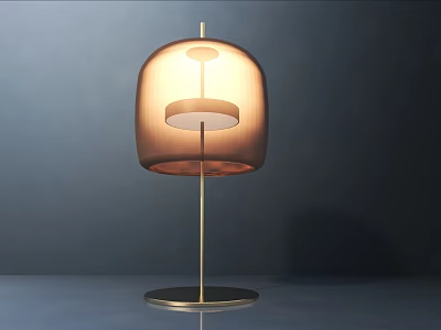 Modern Table Lamp With Golden Stand Brown Lampshade Metal Base And Warm Light 3d model