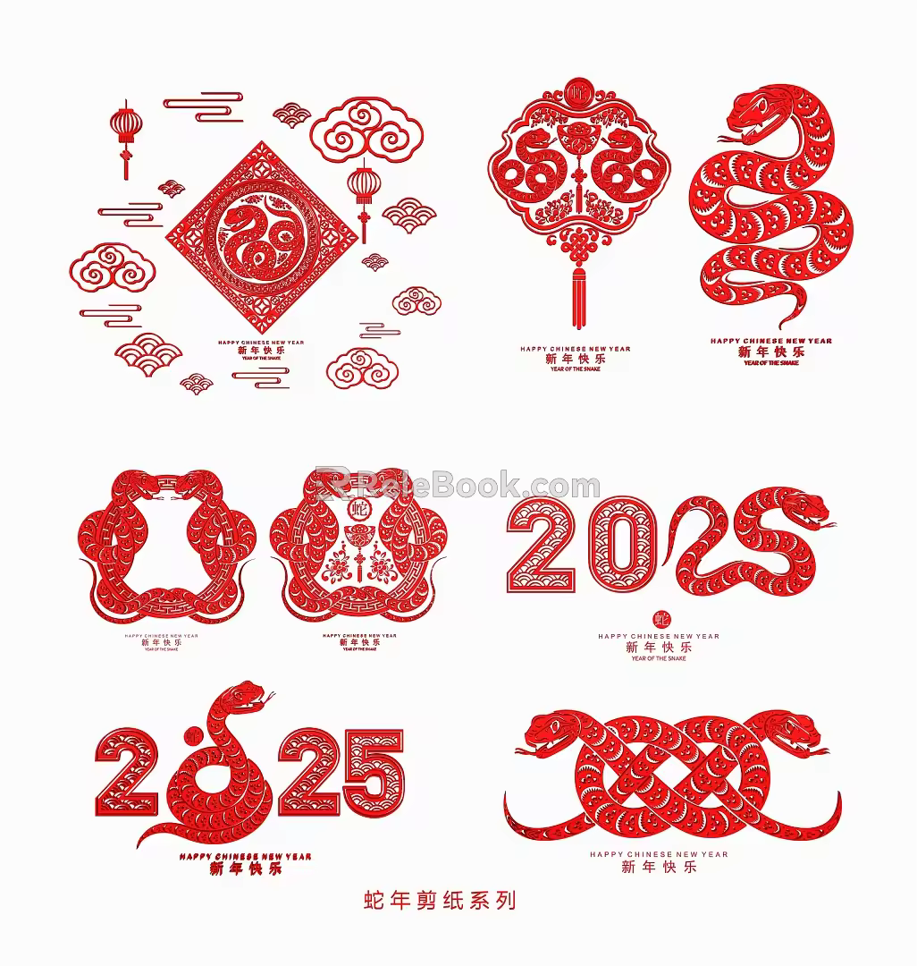 2025 Year of the Snake Paper-cut Snake Paper-cut Window Decorative Pattern for New Year and Spring Festival 3d model