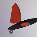 Sailboat Shaped Decorative Ornament Set With Red Hexagonal Pattern And Black Base Details 3d model