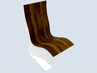 Curved Modern Single Chair With Wooden Striped Texture And Elegant Design 3d model