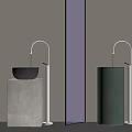 Modern Bathroom Interior Design With Square Base Black Bowl And Cylindrical Light Green Sinks
