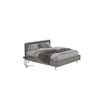 Modern Double Bed With White Linens Brown Blanket And Small Round Nightstand