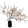 Elegant Gray Ceramic Vase With Dried Branches For Home Interior Decor 3d model