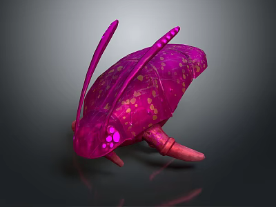 Vibrant Pink Beetle With Shiny Purple And Gold Spots On Body And Long Antennae 3d model