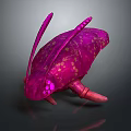 Vibrant Pink Beetle With Shiny Purple And Gold Spots On Body And Long Antennae