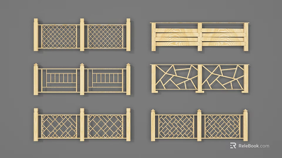 Decorative Garden Fences With Various Intricate Wooden Patterns And Designs 3d model 